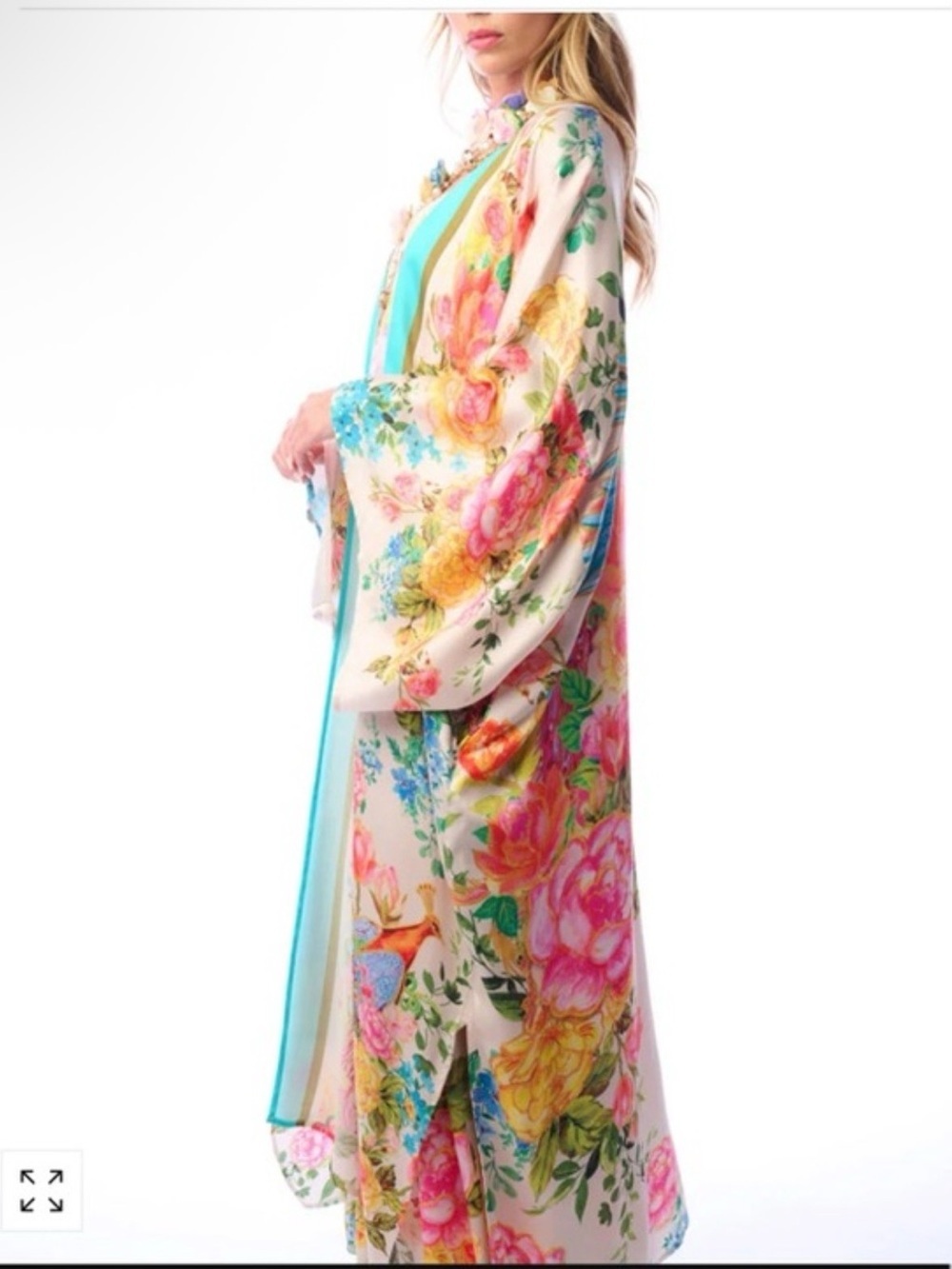 Vibrant Romantic Elegant Floral Earth Angels Maxi Kimono, NWT - Picture 7 of 9